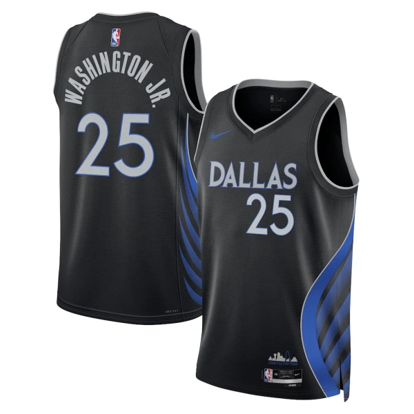 Maglia Dallas Mavericks Washington JR City Edition 2025-26 Swingman Nero - Uomo