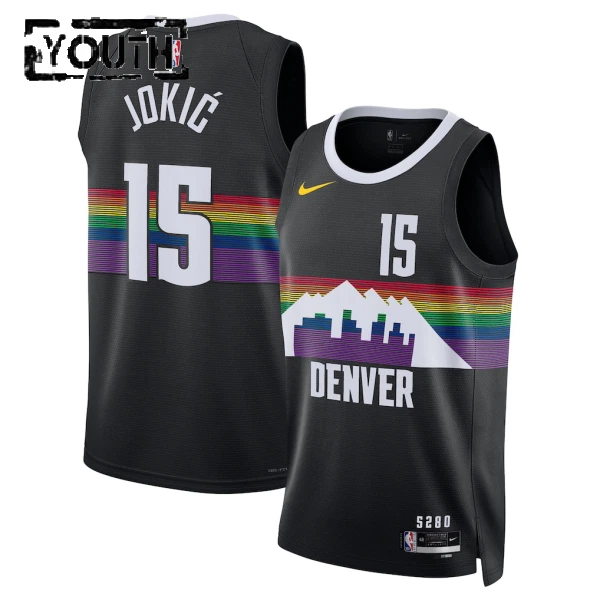 Maglia Denver Nuggets Nikola Jokic City Edition 2025-26 Swingman Nero - Bambino