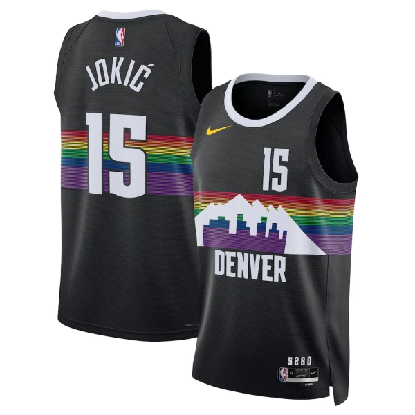 Maglia Denver Nuggets Nikola Jokic City Edition 2025-26 Swingman Nero - Uomo