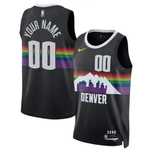 Maglia Denver Nuggets Personalizzata City Edition 2025-26 Swingman Nero - Uomo