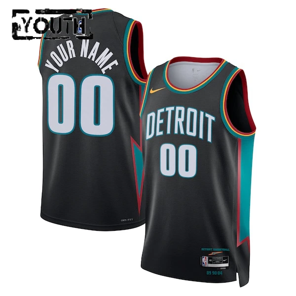 Maglia Detroit Pistons Personalizzata City Edition 2025-26 Swingman Nero - Bambino