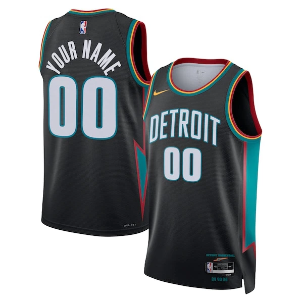 Maglia Detroit Pistons Personalizzata City Edition 2025-26 Swingman Nero - Uomo