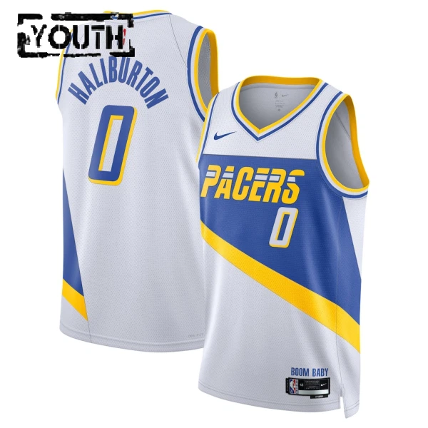 Maglia Indiana Pacers Tyrese Haliburton City Edition 2025-26 Swingman Bianco - Bambino