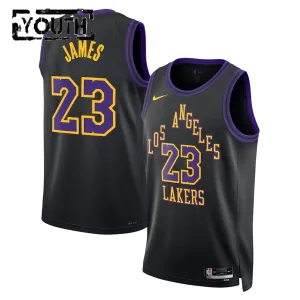 Maglia Los Angeles Lakers Lebron James City Edition 2025-26 Swingman Nero - Bambino