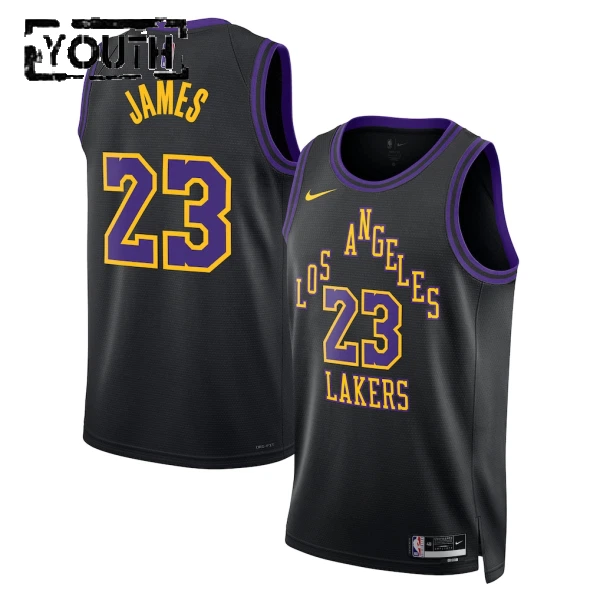 Maglia Los Angeles Lakers Lebron James City Edition 2025-26 Swingman Nero - Bambino