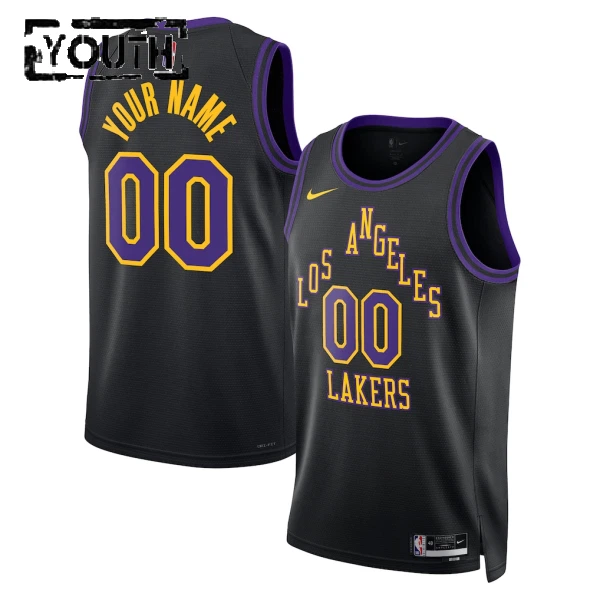 Maglia Los Angeles Lakers Personalizzata City Edition 2025-26 Swingman Nero - Bambino