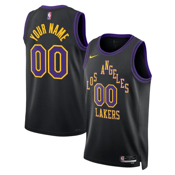 Maglia Los Angeles Lakers Personalizzata City Edition 2025-26 Swingman Nero - Uomo