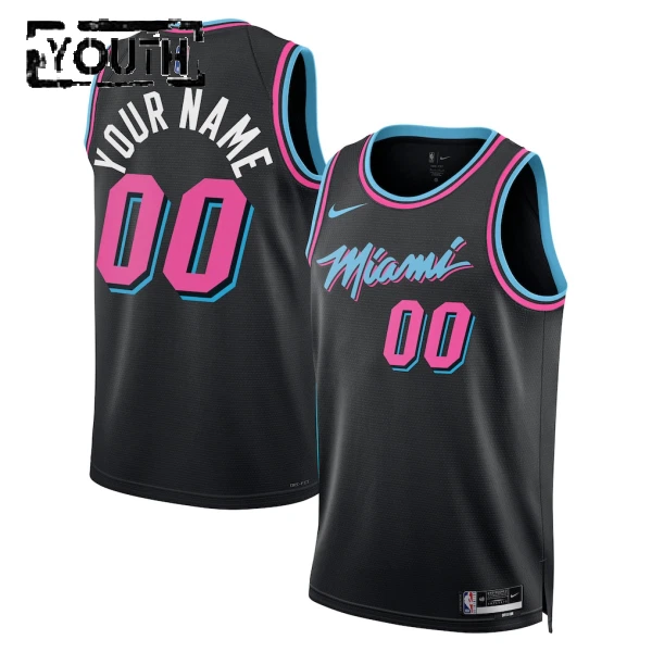 Maglia Miami Heat Personalizzata City Edition 2025-26 Swingman Nero - Bambino