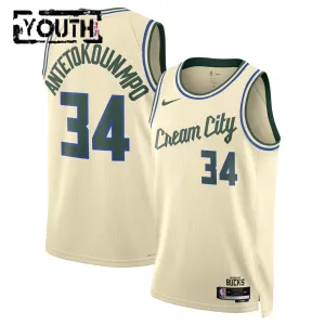 Maglia Milwaukee Bucks Giannis Antetokounmpo City Edition 2025-26 Swingman Bianco - Bambino