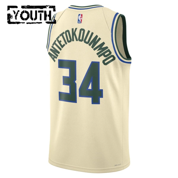 Maglia Milwaukee Bucks Giannis Antetokounmpo City Edition 2025-26 Swingman Bianco - Bambino