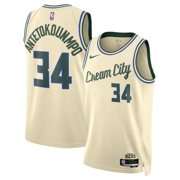 Maglia Milwaukee Bucks Giannis Antetokounmpo City Edition 2025-26 Swingman Bianco - Uomo