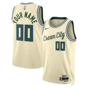Maglia Milwaukee Bucks Personalizzata City Edition 2025-26 Swingman Bianco - Uomo