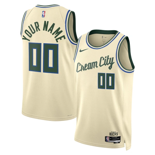 Maglia Milwaukee Bucks Personalizzata City Edition 2025-26 Swingman Bianco - Uomo