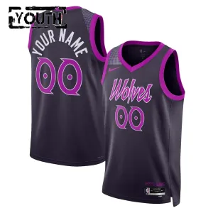 Maglia Minnesota Timberwolves Personalizzata City Edition 2025-26 Swingman Nero - Bambino