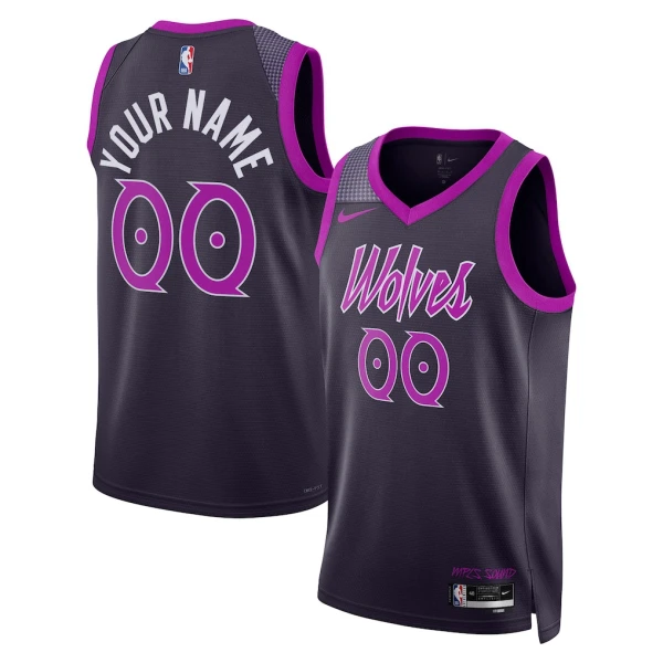 Maglia Minnesota Timberwolves Personalizzata City Edition 2025-26 Swingman Nero - Uomo