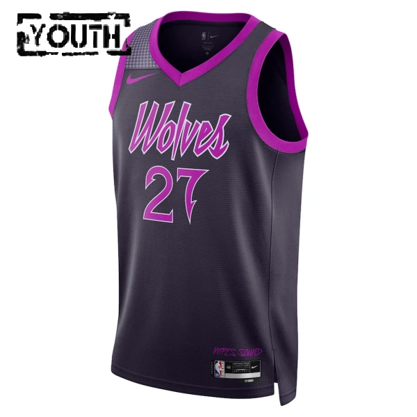 Maglia Minnesota Timberwolves Rudy Gobert City Edition 2025-26 Swingman Nero - Bambino