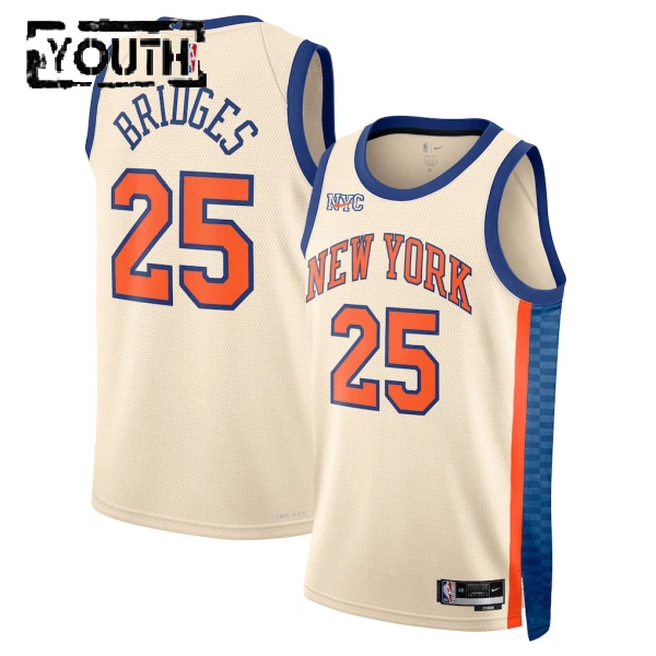 Maglia New York Knicks Mikal Bridges City Edition 2025-26 Swingman Bianco - Bambino