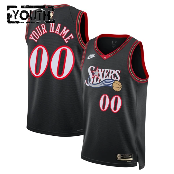 Maglia Philadelphia 76ers Personalizzata Classic Edition 2025-26 Swingman Nero - Bambino