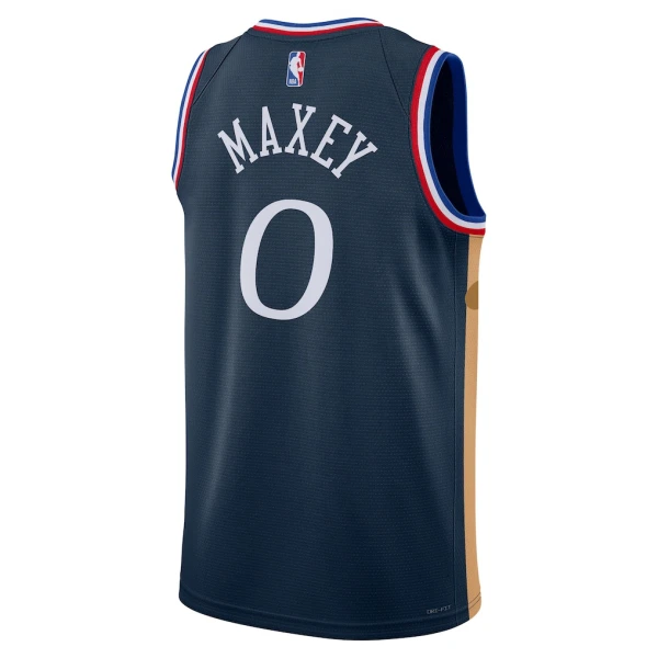 Maglia Philadelphia 76ers Tyrese Maxey City Edition 2025-26 Swingman Navy - Uomo