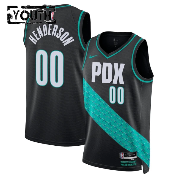 Maglia Portland Trail Blazers Scoot Henderson City Edition 2025-26 Swingman Nero - Bambino
