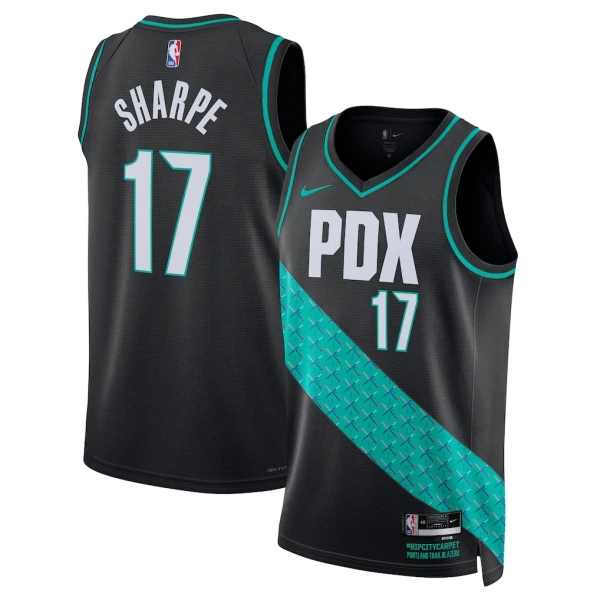 Maglia Portland Trail Blazers Shaedon Sharpe City Edition 2025-26 Swingman Nero - Uomo