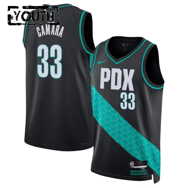 Maglia Portland Trail Blazers Toumani Camara City Edition 2025-26 Swingman Nero - Bambino