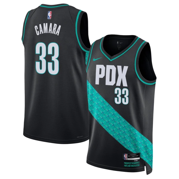 Maglia Portland Trail Blazers Toumani Camara City Edition 2025-26 Swingman Nero - Uomo