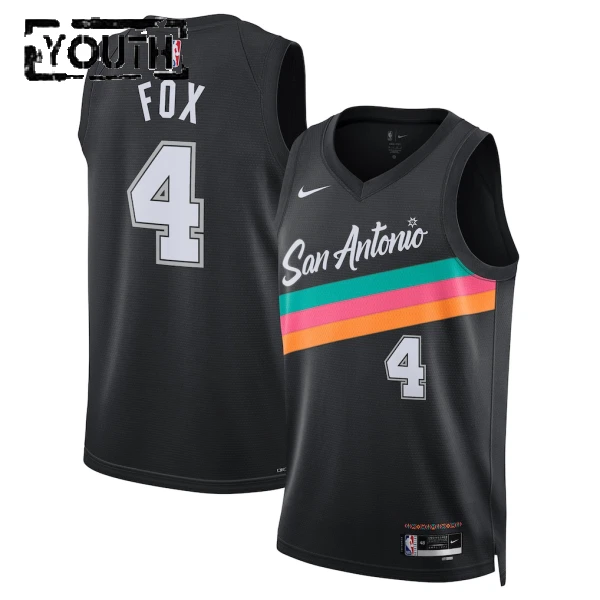 Maglia San Antonio Spurs De Aaron Fox City Edition 2025-26 Swingman Nero - Bambino