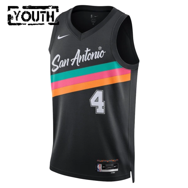 Maglia San Antonio Spurs De Aaron Fox City Edition 2025-26 Swingman Nero - Bambino