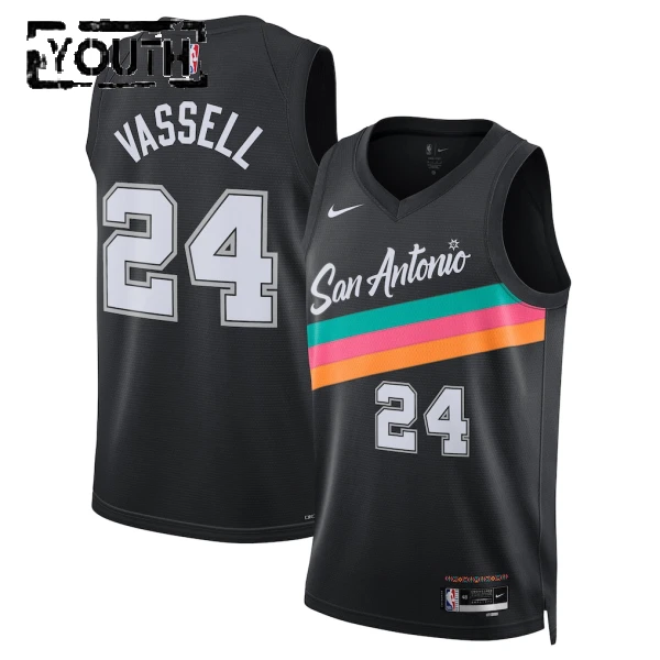 Maglia San Antonio Spurs Devin Vassell City Edition 2025-26 Swingman Nero - Bambino