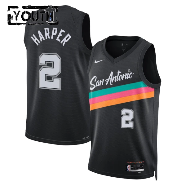 Maglia San Antonio Spurs Dylan Harper City Edition 2025-26 Swingman Nero - Bambino