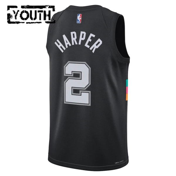 Maglia San Antonio Spurs Dylan Harper City Edition 2025-26 Swingman Nero - Bambino