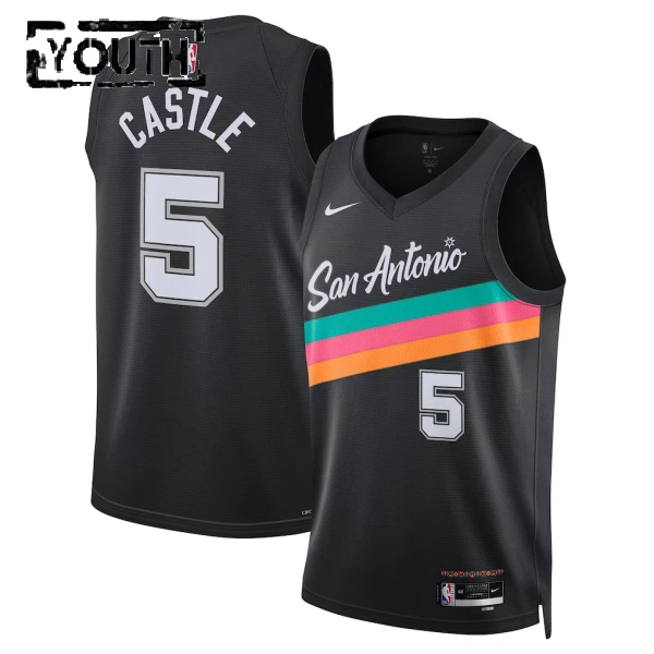 Maglia San Antonio Spurs Stephon Castle City Edition 2025-26 Swingman Nero - Bambino