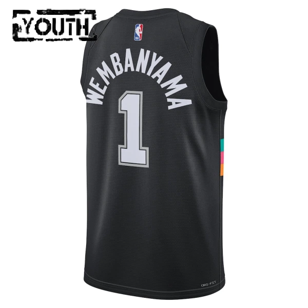 Maglia San Antonio Spurs Victor Wembanyama City Edition 2025-26 Swingman Nero - Bambino