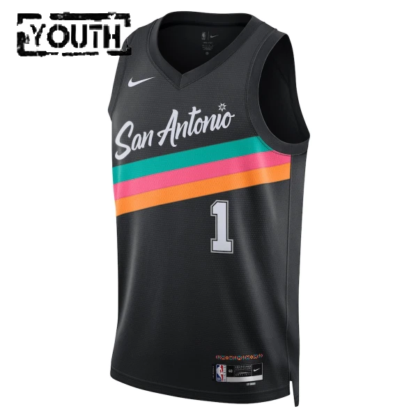 Maglia San Antonio Spurs Victor Wembanyama City Edition 2025-26 Swingman Nero - Bambino