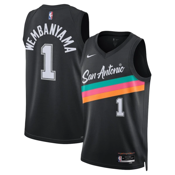 Maglia San Antonio Spurs Victor Wembanyama City Edition 2025-26 Swingman Nero - Uomo