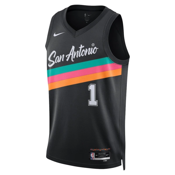 Maglia San Antonio Spurs Victor Wembanyama City Edition 2025-26 Swingman Nero - Uomo