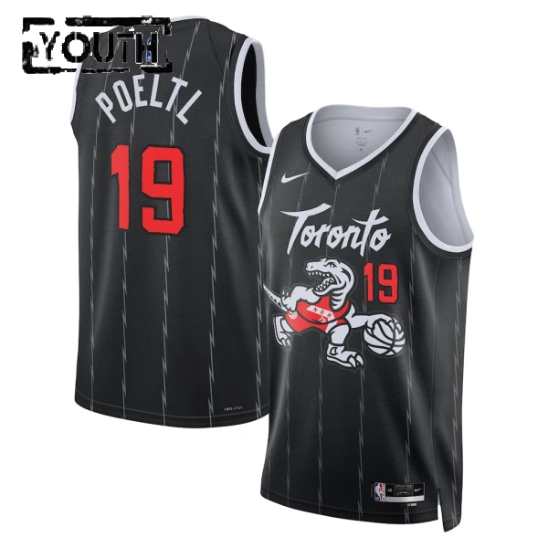 Maglia Toronto Raptors Jakob Poeltl City Edition 2025-26 Swingman Nero - Bambino