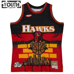 Maglia Atlanta Hawks Mitchell Ness x Tats Cru Edition Hardwood Classics 2023-24 Swingman Nero - Bambino