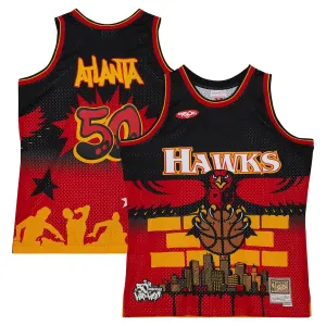 Maglia Atlanta Hawks Mitchell Ness x Tats Cru Edition Hardwood Classics 2023-24 Swingman Nero - Uomo