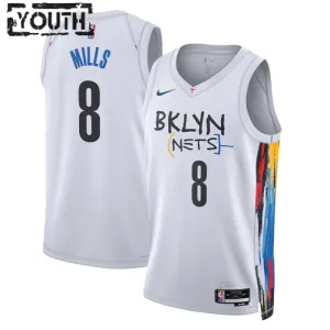 Maglia Brooklyn Nets Patty Mills 8 City Edition 2022-23 Swingman Bianco - Bambino