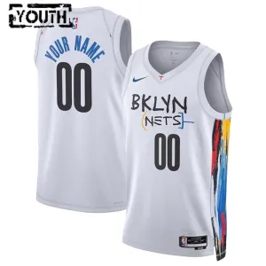 Maglia Brooklyn Nets Personalizzata City Edition 2022-23 Swingman Bianco - Bambino