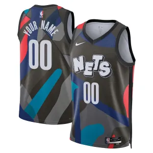 Maglia Brooklyn Nets Personalizzata City Edition 2023-24 Swingman Nero - Uomo
