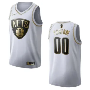 Maglia Brooklyn Nets Personalizzata Golden Edition Swingman Bianco - Uomo Maglia Brooklyn Nets Personalizzata Golden Edition Swingman Bianco - Uomo