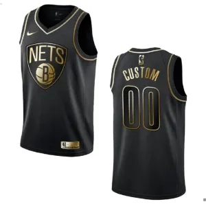 Maglia Brooklyn Nets Personalizzata Golden Edition Swingman Nero - Uomo Maglia Brooklyn Nets Personalizzata Golden Edition Swingman Nero - Uomo
