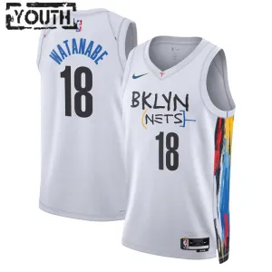 Maglia Brooklyn Nets Yuta Watanabe 18 City Edition 2022-23 Swingman Bianco - Bambino