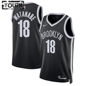 Maglia Brooklyn Nets Yuta Watanabe 18 Icon Edition Swingman Nero - Bambino