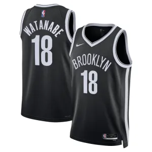 Maglia Brooklyn Nets Yuta Watanabe 18 Icon Edition Swingman Nero - Uomo