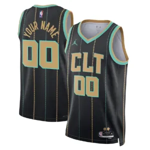 Maglia Charlotte Hornets Jordan Personalizzata City Edition 2022-23 Swingman Nero - Uomo