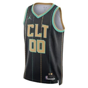 Maglia Charlotte Hornets Jordan Personalizzata City Edition 2022-23 Swingman Nero - Uomo